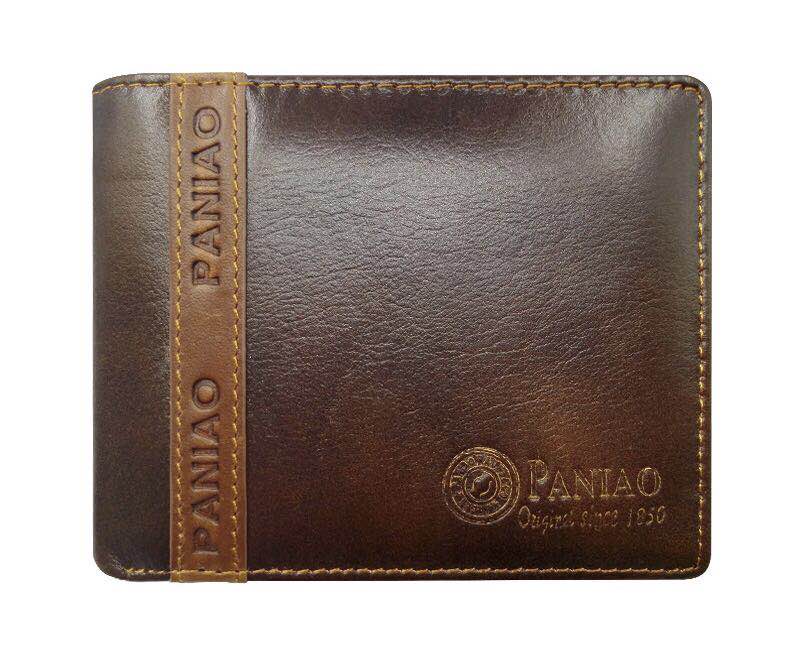 牛皮钱包，竖条拼接