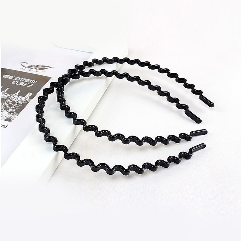Korean facial cleansing headband with anti-slip teeth E586 black plastic fine wave hair band, hairpin, hair accessory and headwear
