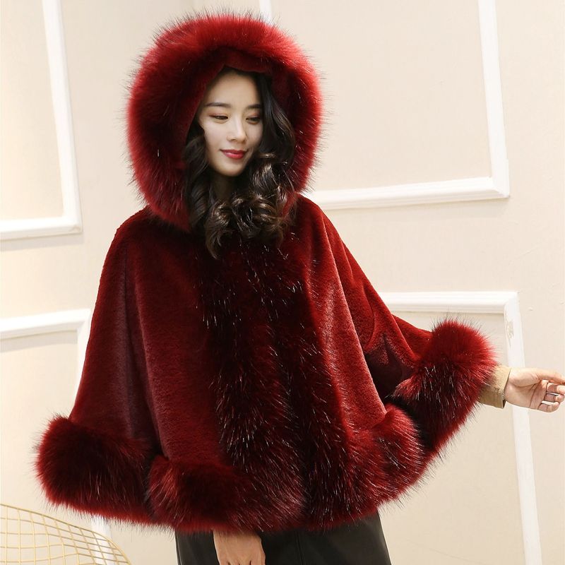 Fur Shawl Female Autumn-Winter Fox Fur Imitation Mink Mantle Mantle Coat Wedding Dress Outside The Wedding To Thicken Warm undefined