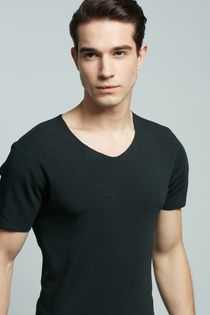 Velvet seamless thermal short-sleeved man with velvet thickened bottom jacket spontaneously heated V-neck underwear upper body