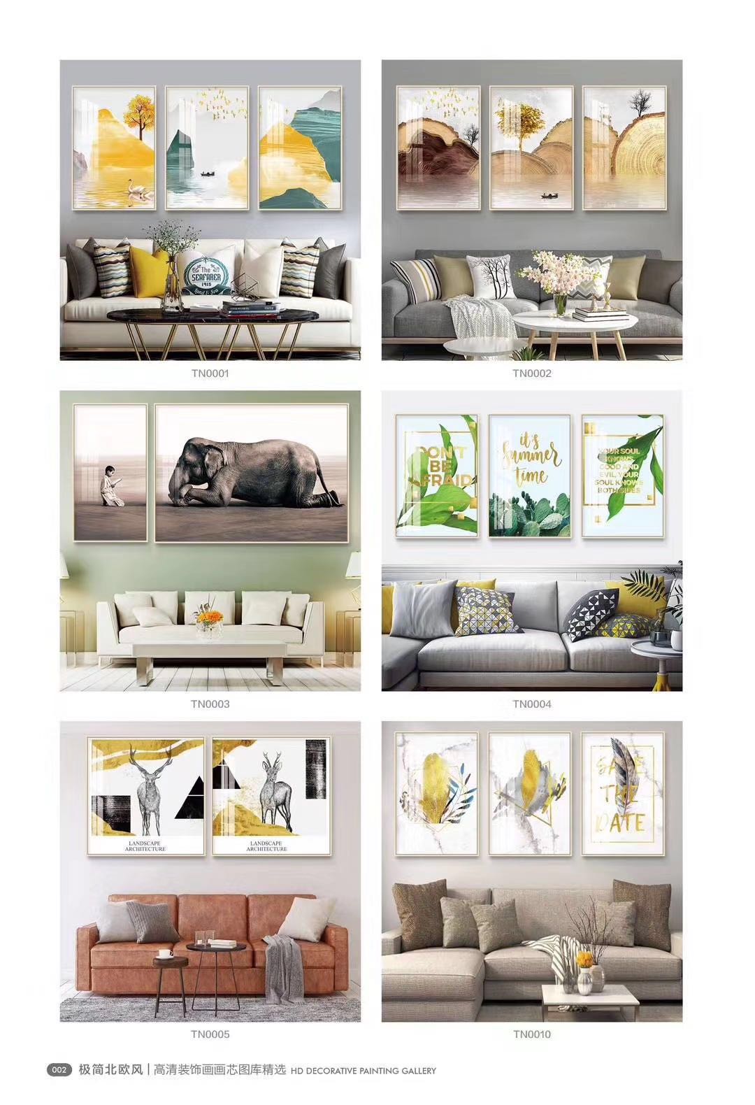 A high-end crystal porcelain painting of 58X72 by a famous artist from Yiwu, featuring a living room sofa background combination painting