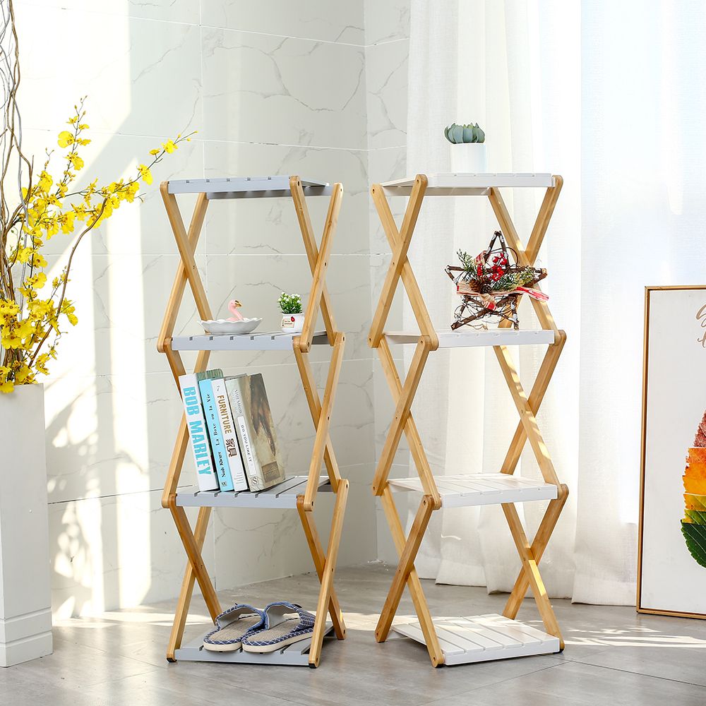 Bamboo can be folded into four layers for storage, shelving, bathroom and living room thumbnail