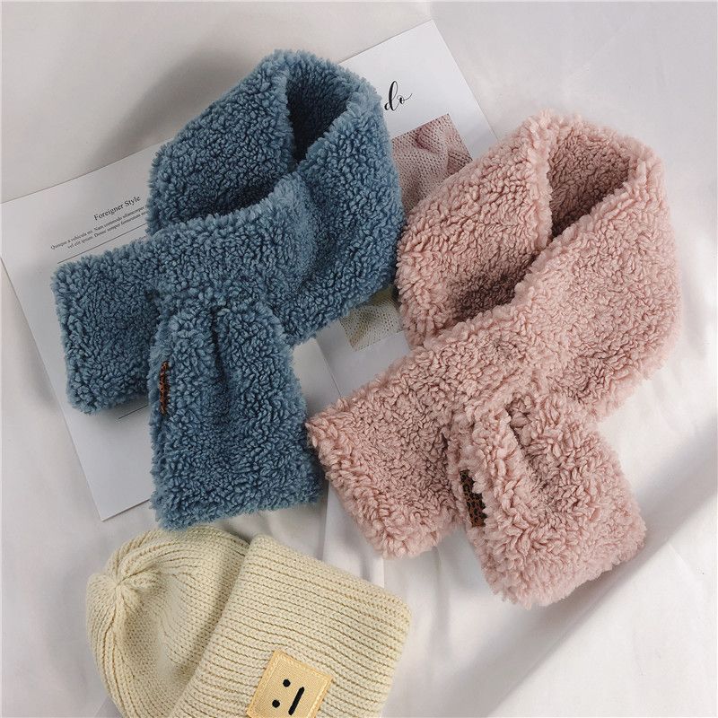South Korea Dongdaemun Autumn And Winter Fluffy Granule Cashmere Lamb Wool Scarf Collar Solid Color Plush Cross Wholesale Collar undefined