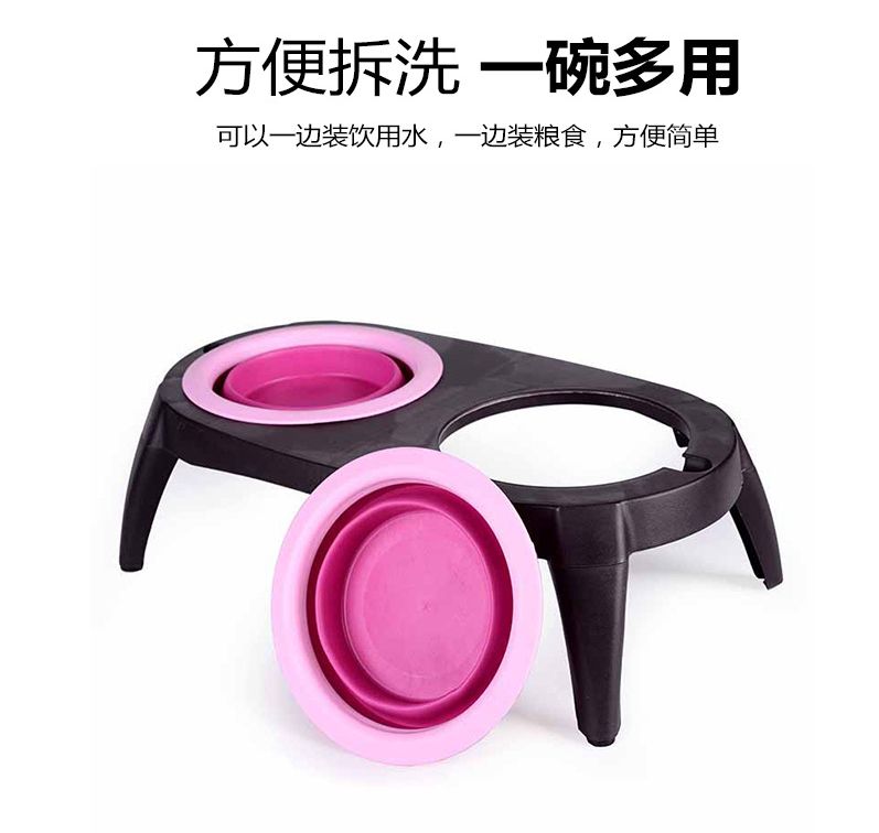 现货厂家直供宠物双碗 宠物硅胶碗 折叠碗 宠物碗 出口台湾硅胶碗详情图3