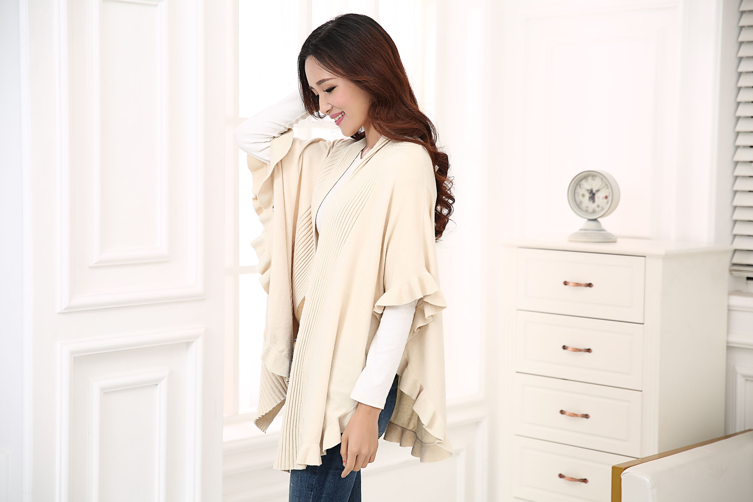2020 Menas Europe And The United States Autumn And Winter New Open-Fork Shawls Solid Color Warm Fashion Women Shawl Manufacturers Direct Sales Specification drawing
