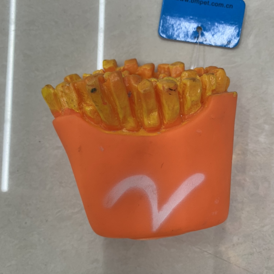 Yellow French fries pet toy