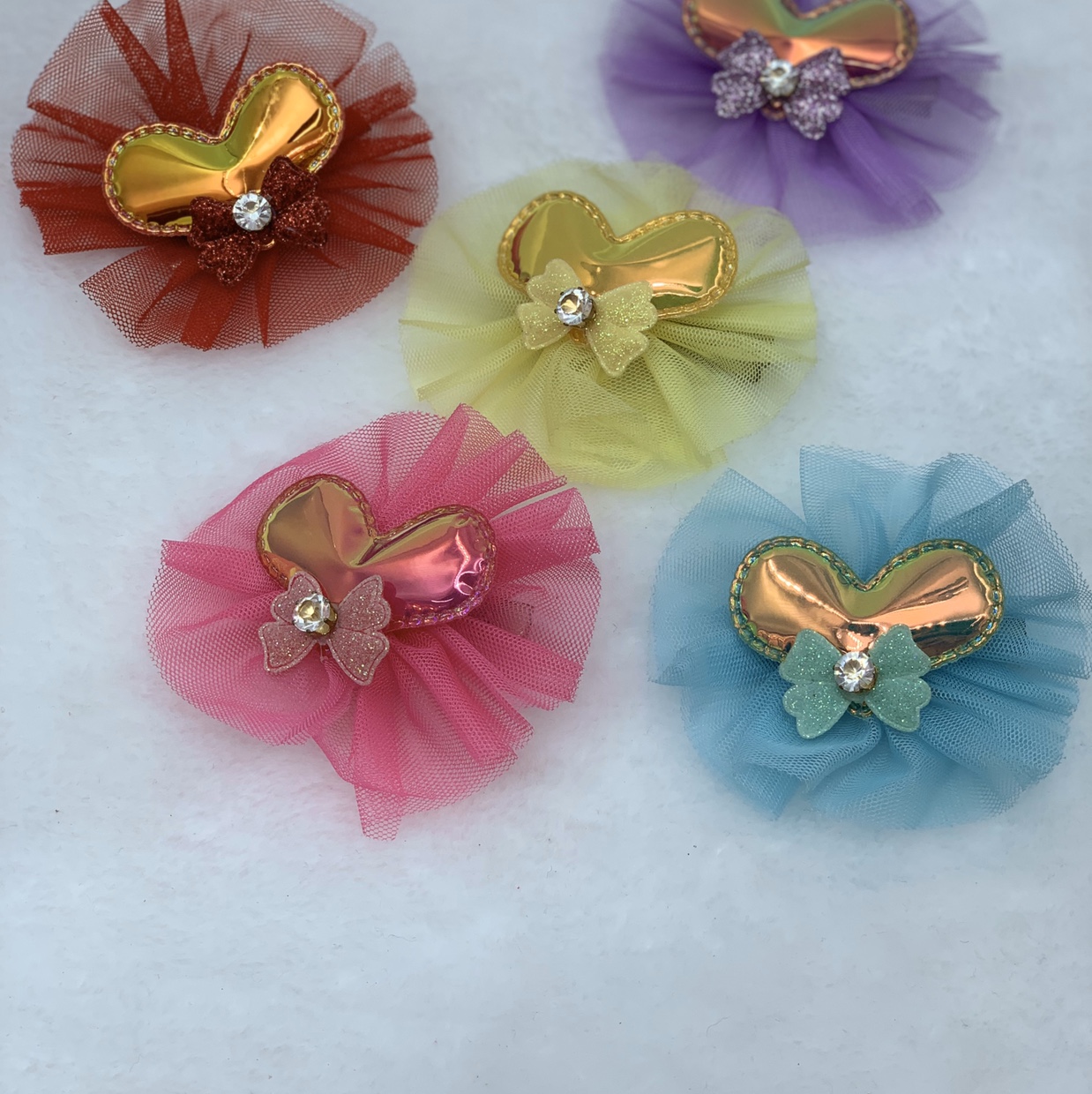 新款饰品儿童桃心发夹、爱萌蕾丝小边夹刘海夹皮卡女孩头饰