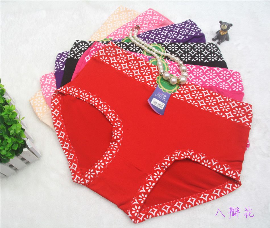 女士牛奶丝印花内 裤女士大版型内裤女士内裤