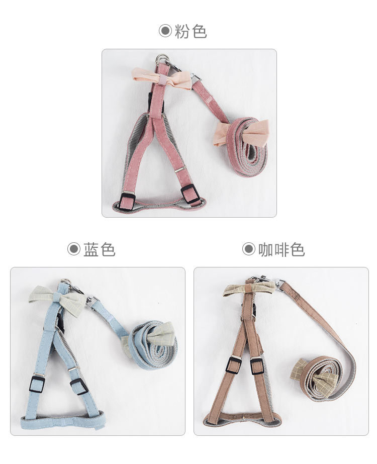 Factory direct sales of pet products: Bow, adjustable shoulder strap, leash, Korean version nylon webbing, dog leash, dog chain detail image 3