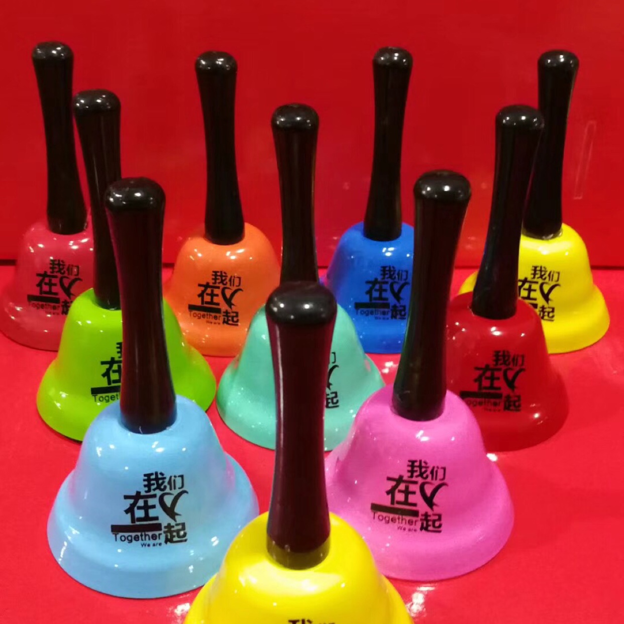 彩绘印刷烤漆手摇铃，D1Y配件，学生上课铃铛，吧台餐厅配饰图