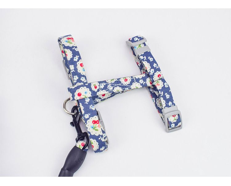 猫咪牵引绳厂家批发 和风印花猫咪胸背带牵引绳 工字型遛猫绳圆绳详情图10