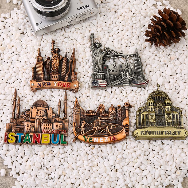Alloy world travel souvenir etiqueta del refrigerador