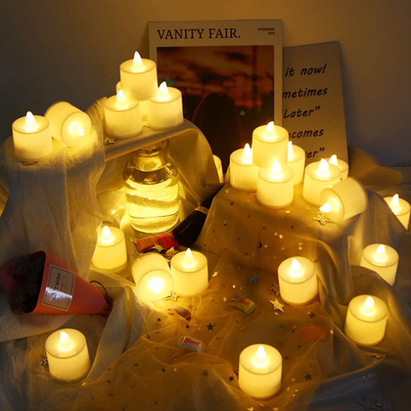 生日聚会派对打扮浪漫婚礼创意布置圆形LED电子蜡烛灯暖白色无烟详情图2