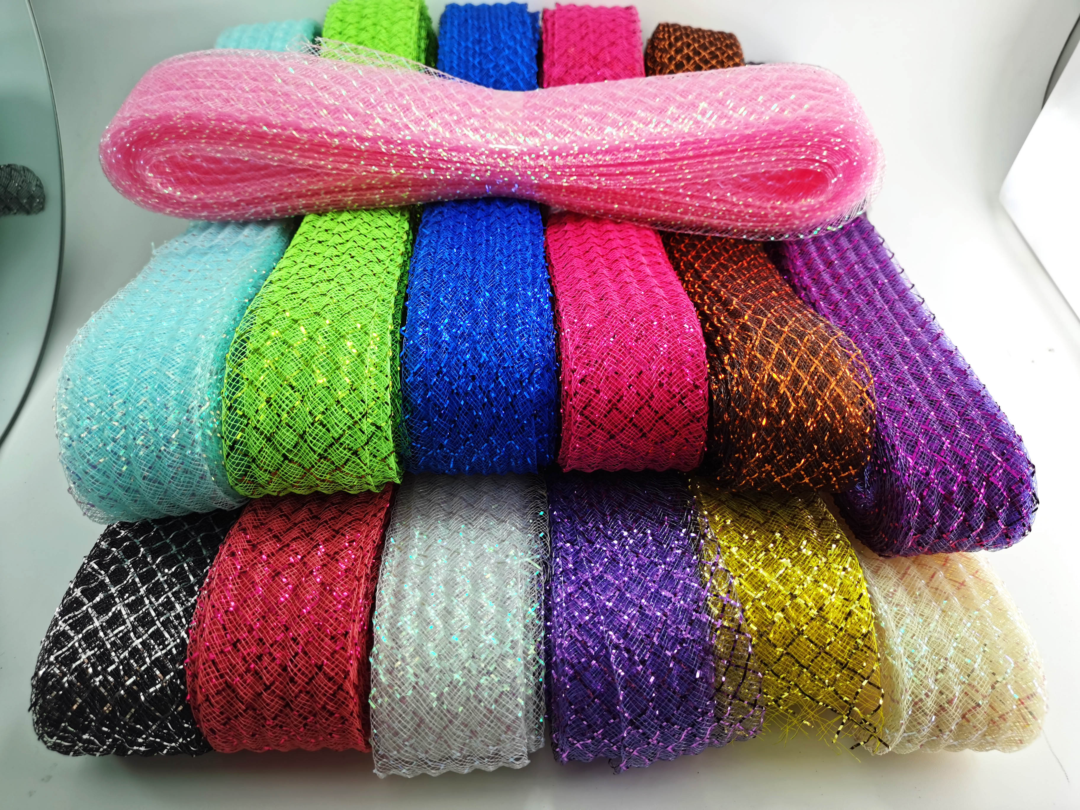 Factory Direct Sales Color Elastic Elastic Wave Ripple Fishbone Mesh Mesh With Festival Wedding Fashion 4.5Cm