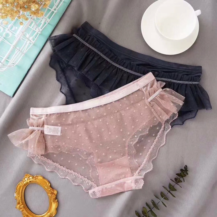 369 Skirt Pleated Cake Pants Lace Sexy Seduction Cotton Bottom Crotch Anti-Bacterial Quick Drying Mid-Waist Women's Underwear Item Picture