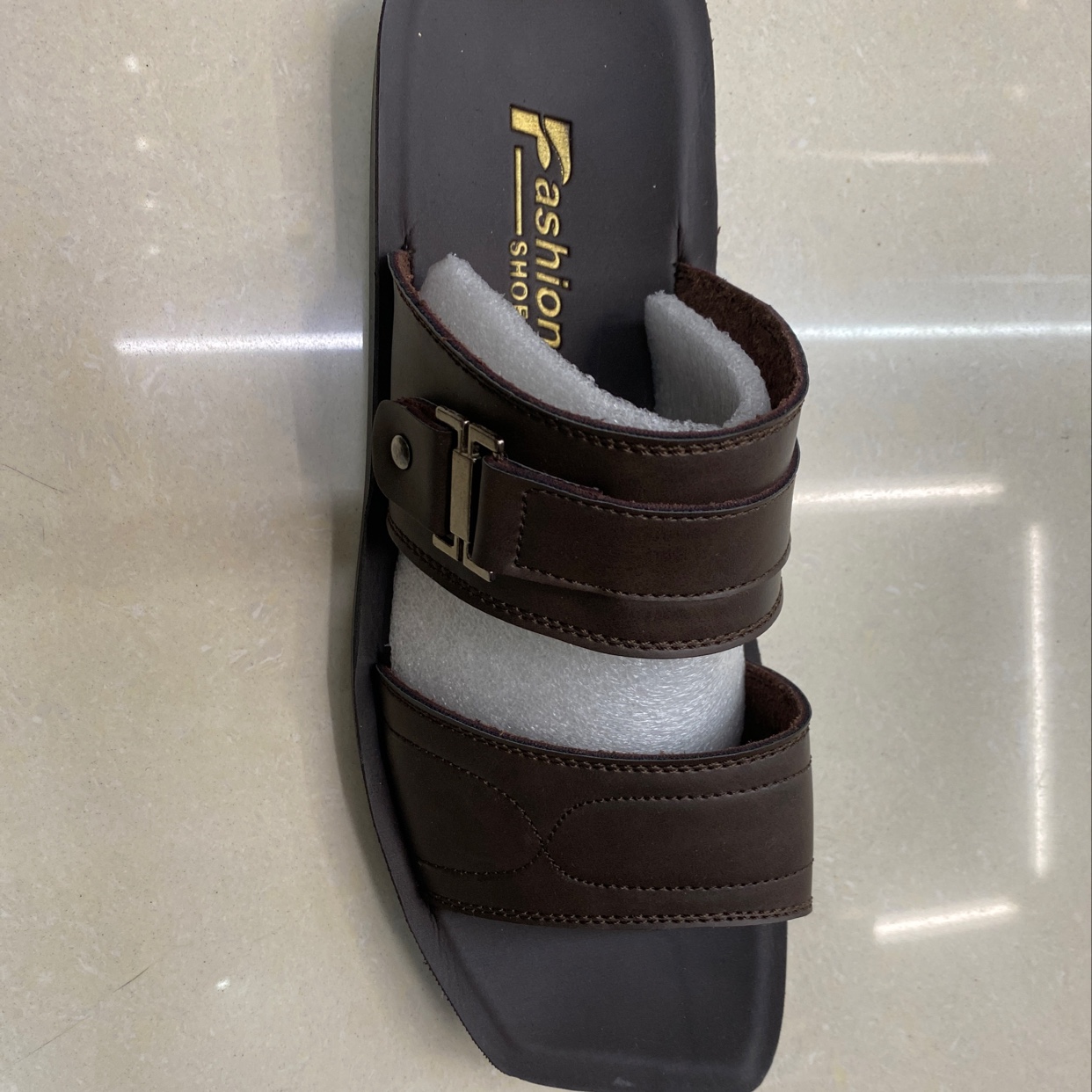 Brown men's square toe slippers thumbnail