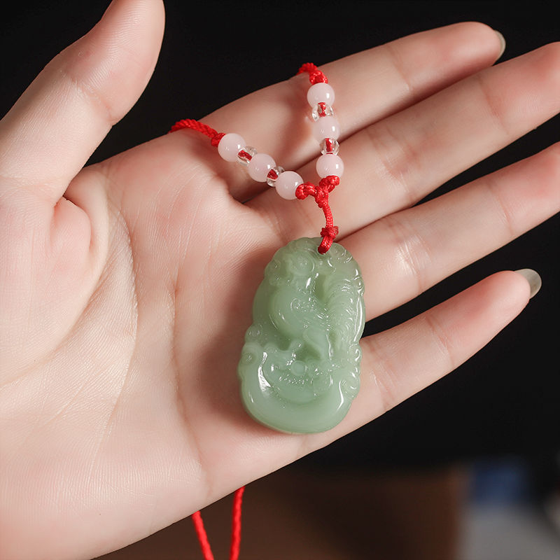 十二生肖玉吊坠项链红绳项链玉佩鼠牛虎兔龙蛇马羊猴鸡猪狗翡翠男女款吊坠项链详情3