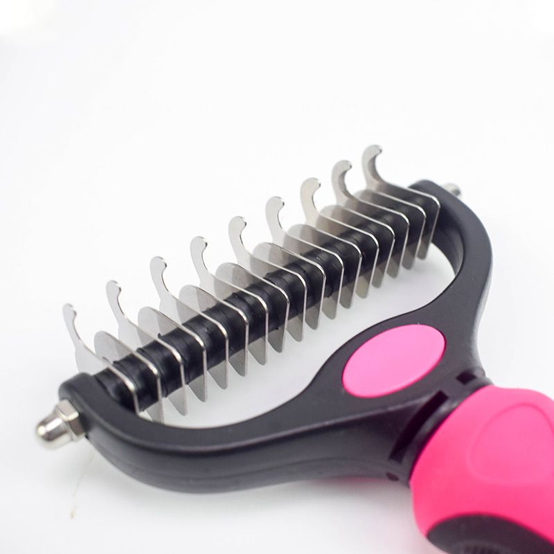 Pet dog grooming and cleaning products, double-sided stainless steel knotted hair-removing comb, knotted hair-removing rake comb and hair replacement detail image 3