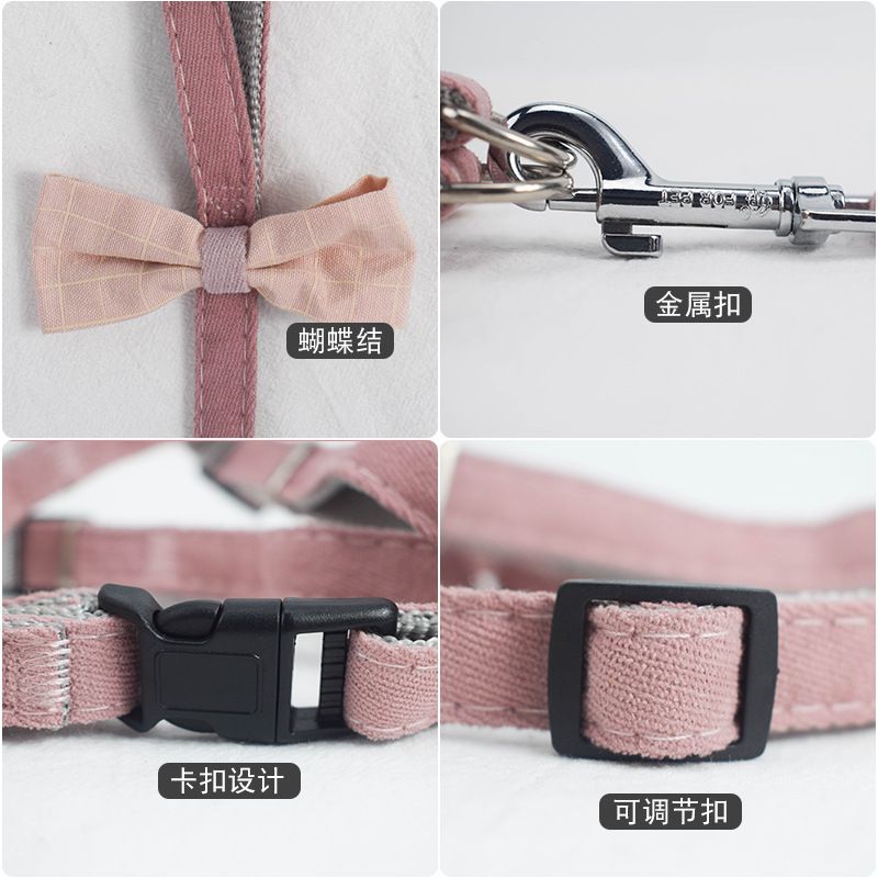 Factory direct sales of pet products: Bow, adjustable shoulder strap, leash, Korean version nylon webbing, dog leash, dog chain Application Scenario