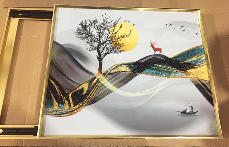 电表箱轨道静音推拉电表箱挂 画晶瓷画