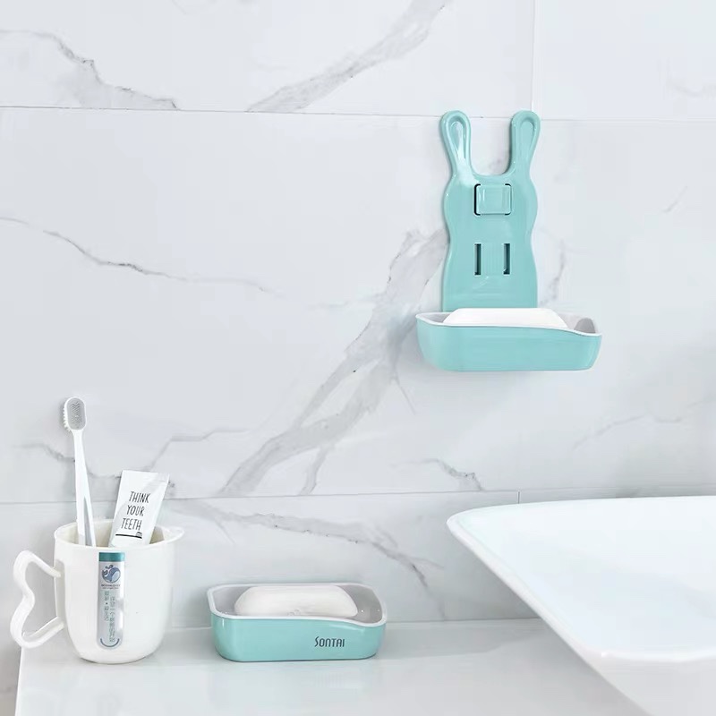 淞泰1003吸壁肥皂盒创意免打孔双层沥水皂盒家用吸壁式多层塑料肥皂架详情图10