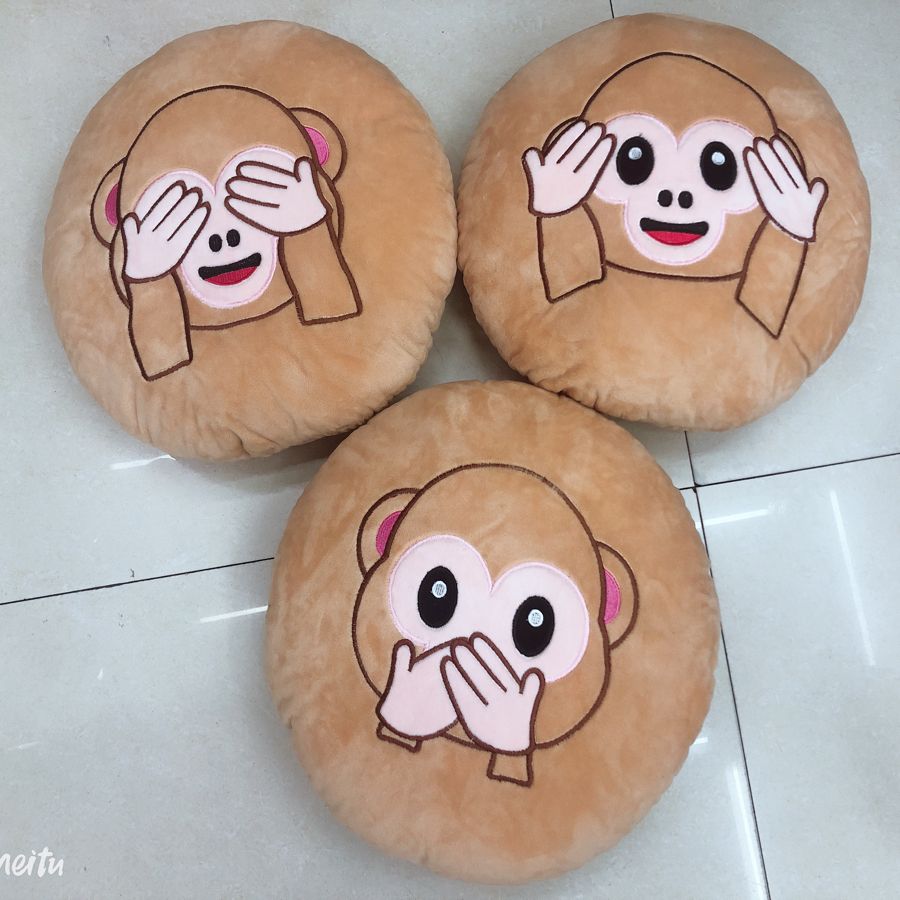 Yiwu Selection you Ge expression monkey plush pillow cushion for leaning on do not look do not listen to do not say