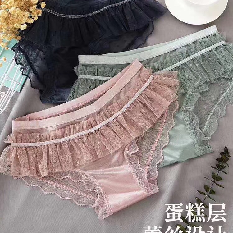 369 Skirt Pleated Cake Pants Lace Sexy Seduction Cotton Bottom Crotch Anti-Bacterial Quick Drying Mid-Waist Women's Underwear Application Scenario