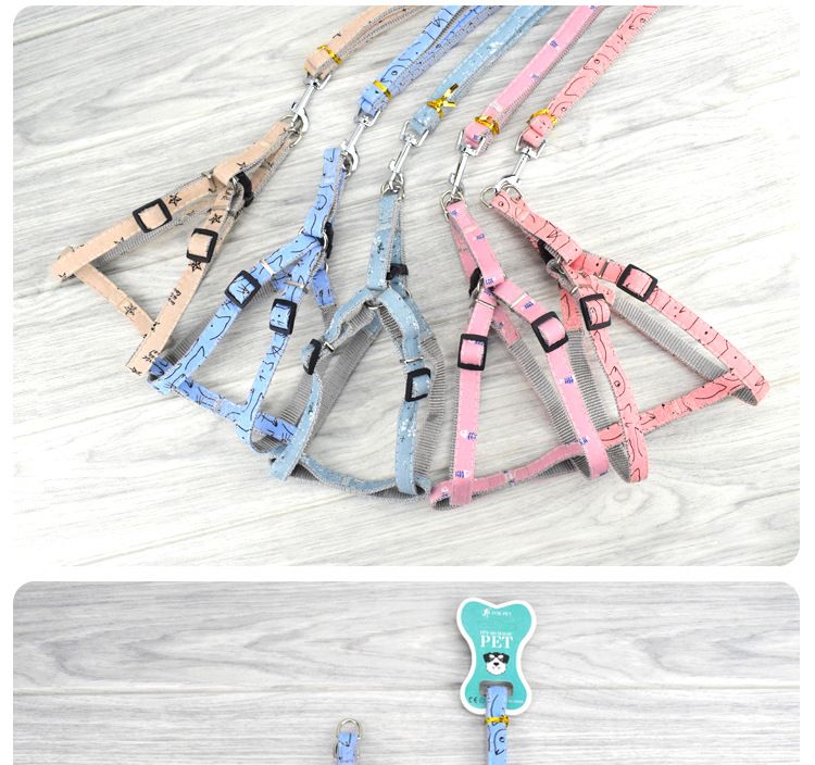 New pet leash, nylon printed chest and shoulder strap, dog leash, leash, dog chest and shoulder strap wholesale manufacturer detail image 9