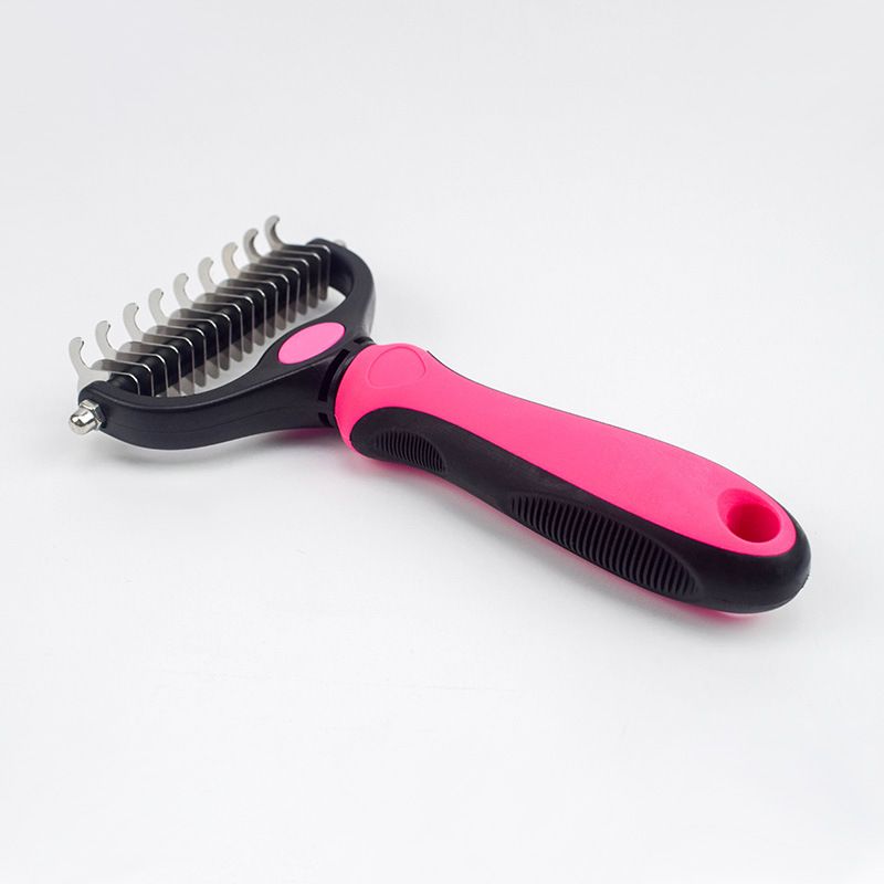 Pet dog grooming and cleaning products, double-sided stainless steel knotted hair-removing comb, knotted hair-removing rake comb and hair replacement detail image 1