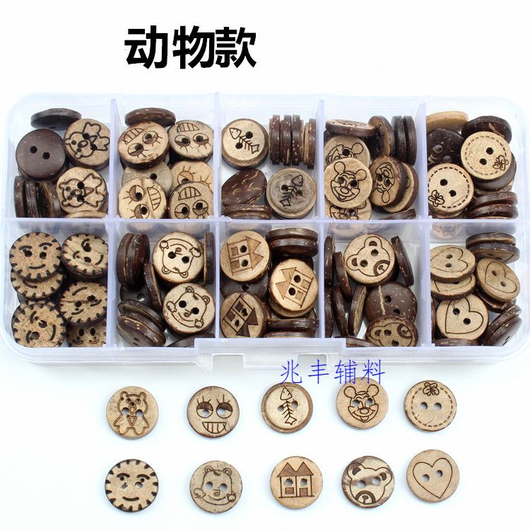 Natural Coconut Shell Button Coconut Button Wood Wood Hand Button Shirt Vintage Shirt Round Accessories Specification drawing