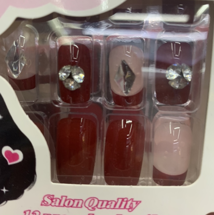 Burgundy French 3D manicure