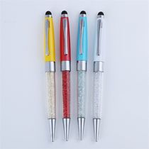 Diamond crystal filling metal ink pen custom color LOGO metal ballpoint pen