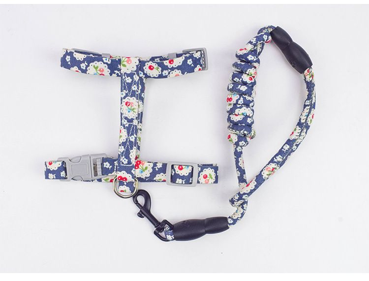 猫咪牵引绳厂家批发 和风印花猫咪胸背带牵引绳 工字型遛猫绳圆绳详情图12