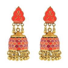 印度传统经典灯笼彩色耳环手绘颜色创意饰品宫廷复古风耳钉