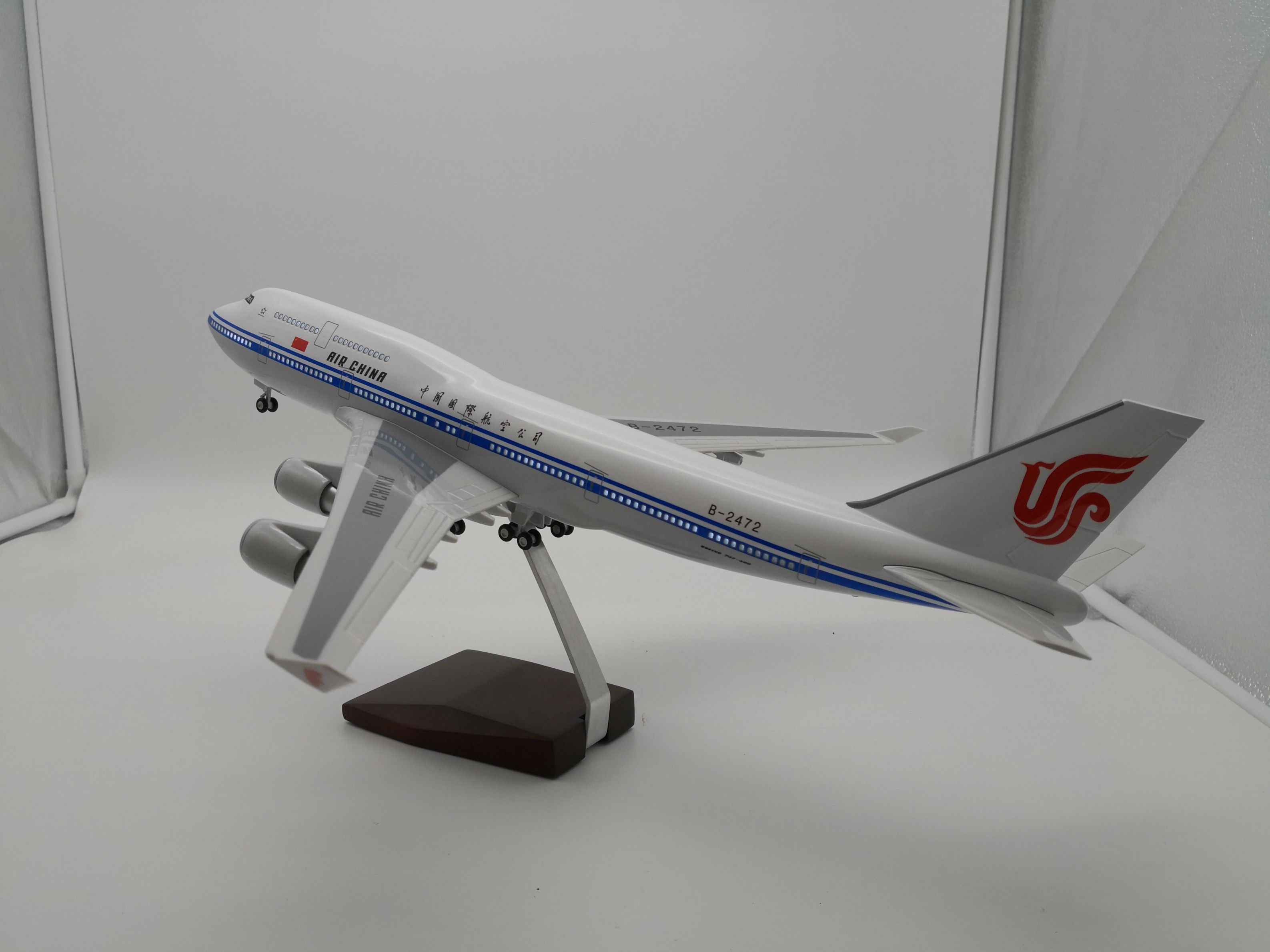 飞机模型（747中国国际航空 LED声控飞机模型） 合成树脂飞机模型