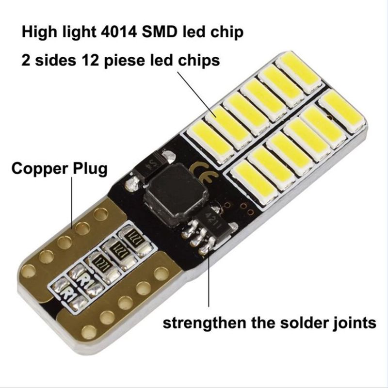 T10 4014 24smd car. Truck Led high-brightness constant current decoding stepless double-sided light, 12V-30V Specification image