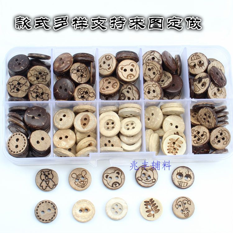 Natural Coconut Shell Button Coconut Button Wood Wood Hand Button Shirt Vintage Shirt Round Accessories Item Picture