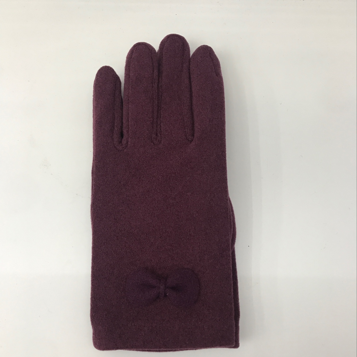 蝴蝶结触屏保暖女套紫色