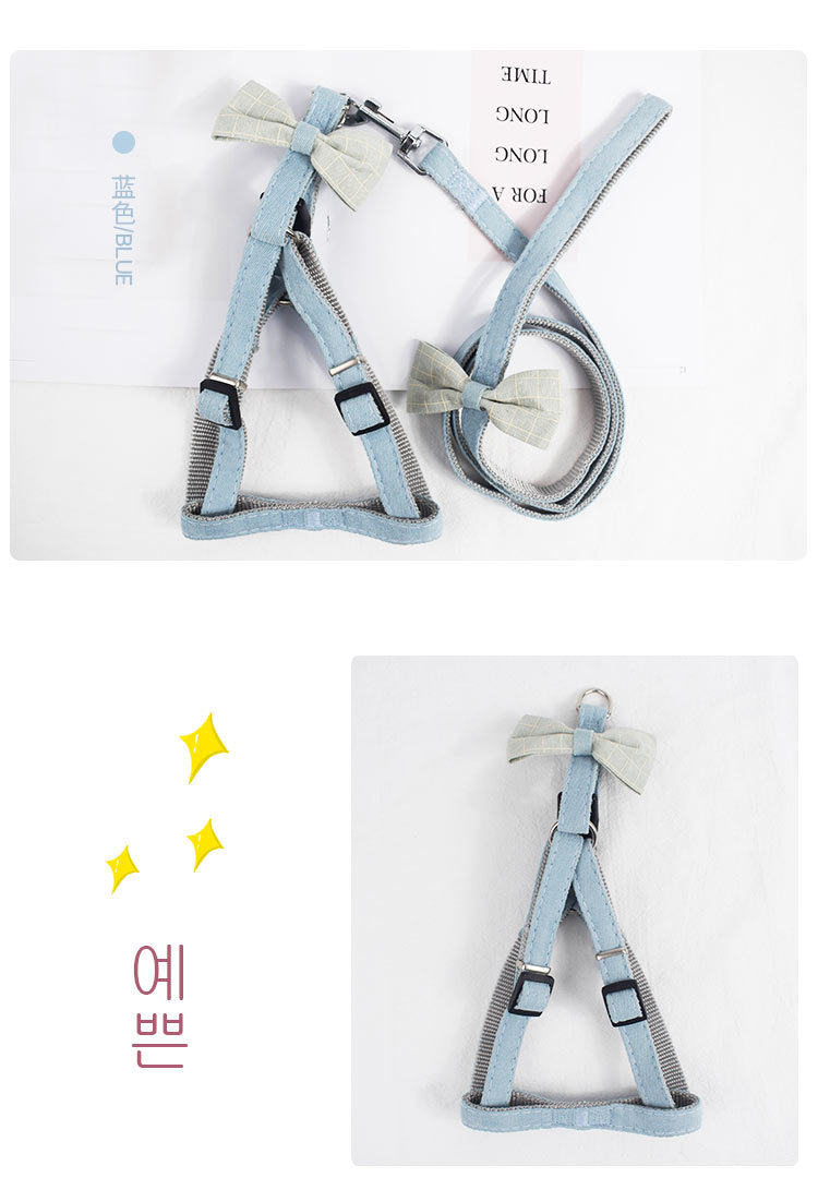 Factory direct sales of pet products: Bow, adjustable shoulder strap, leash, Korean version nylon webbing, dog leash, dog chain detail image 6