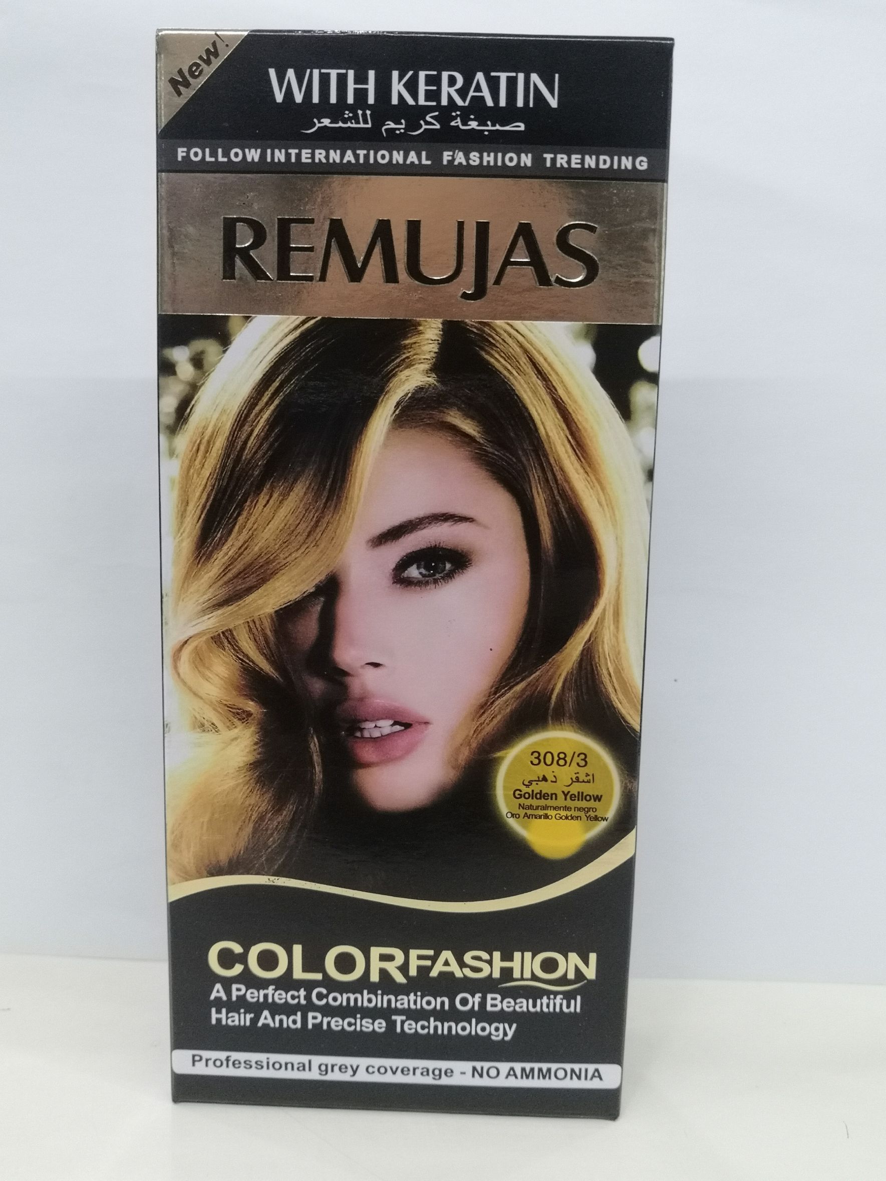 60ml*2 black box REMUJAS hair color cream Golden Yellow full figure