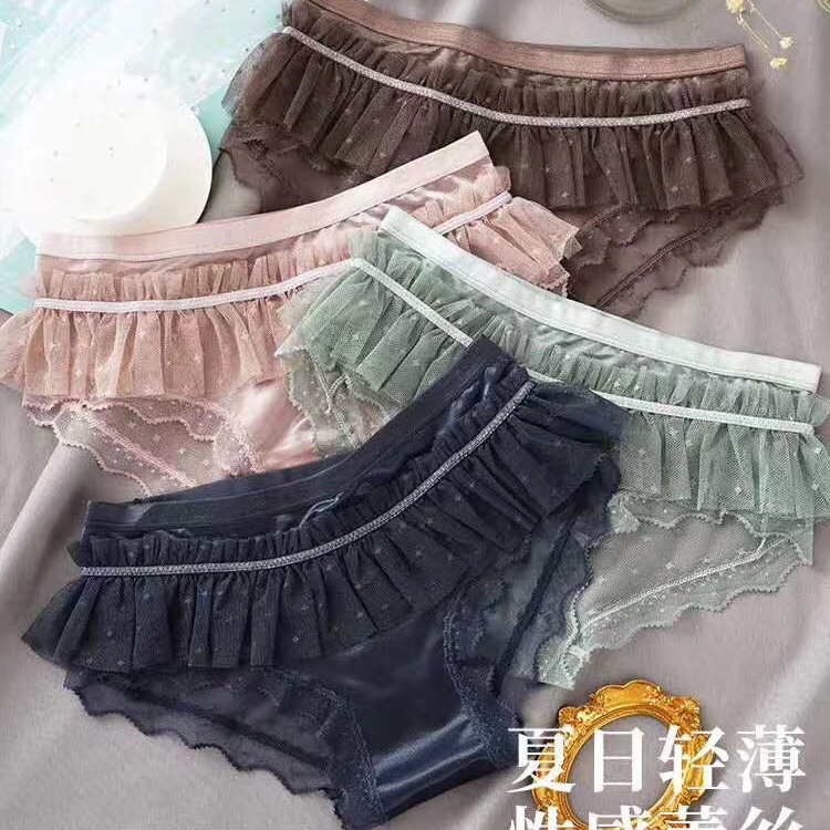 369 Skirt Pleated Cake Pants Lace Sexy Seduction Cotton Bottom Crotch Anti-Bacterial Quick Drying Mid-Waist Women's Underwear undefined