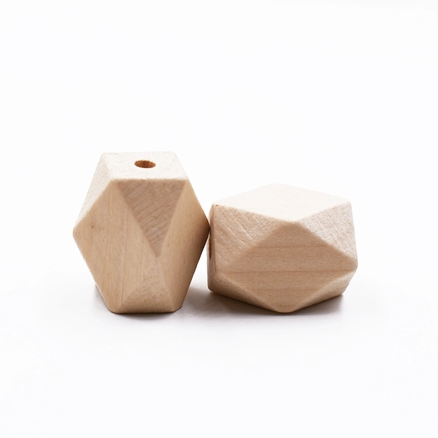 diy jewelry accessories: New wooden material, natural wood color, 16*10mm long octagonal beads, rhombic beads, multi-faceted wooden beads, loose beads details Picture