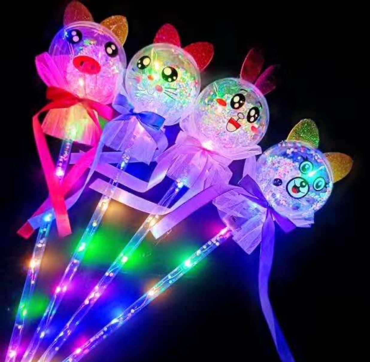 夜间摆摊必备荧光棒 卡通表情星空球棒 炫酷光线照亮摆地摊 热销儿童玩具图