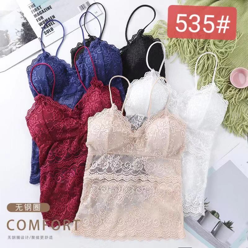 All-lace extended vest bra without steel rings