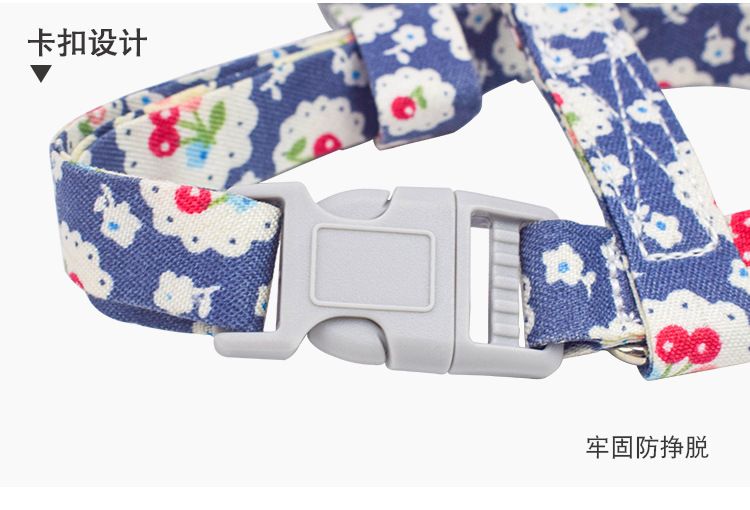 猫咪牵引绳厂家批发 和风印花猫咪胸背带牵引绳 工字型遛猫绳圆绳详情图4