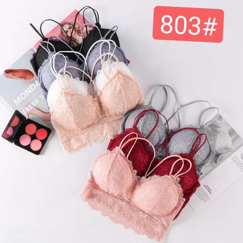 All-lace thick one-piece cup Wu steel ring vest bra