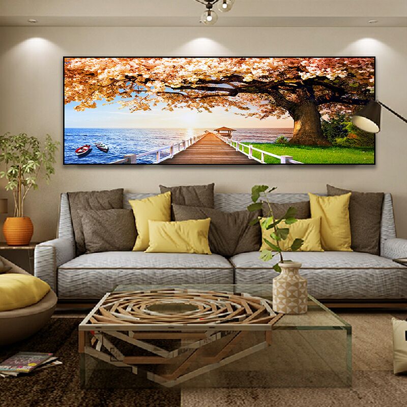 Colorful Porcelain Hot Gold Arts And Crafts Living Room Office Hotel Sofa Background Wall Frameless Decorative Large Painting Specification drawing