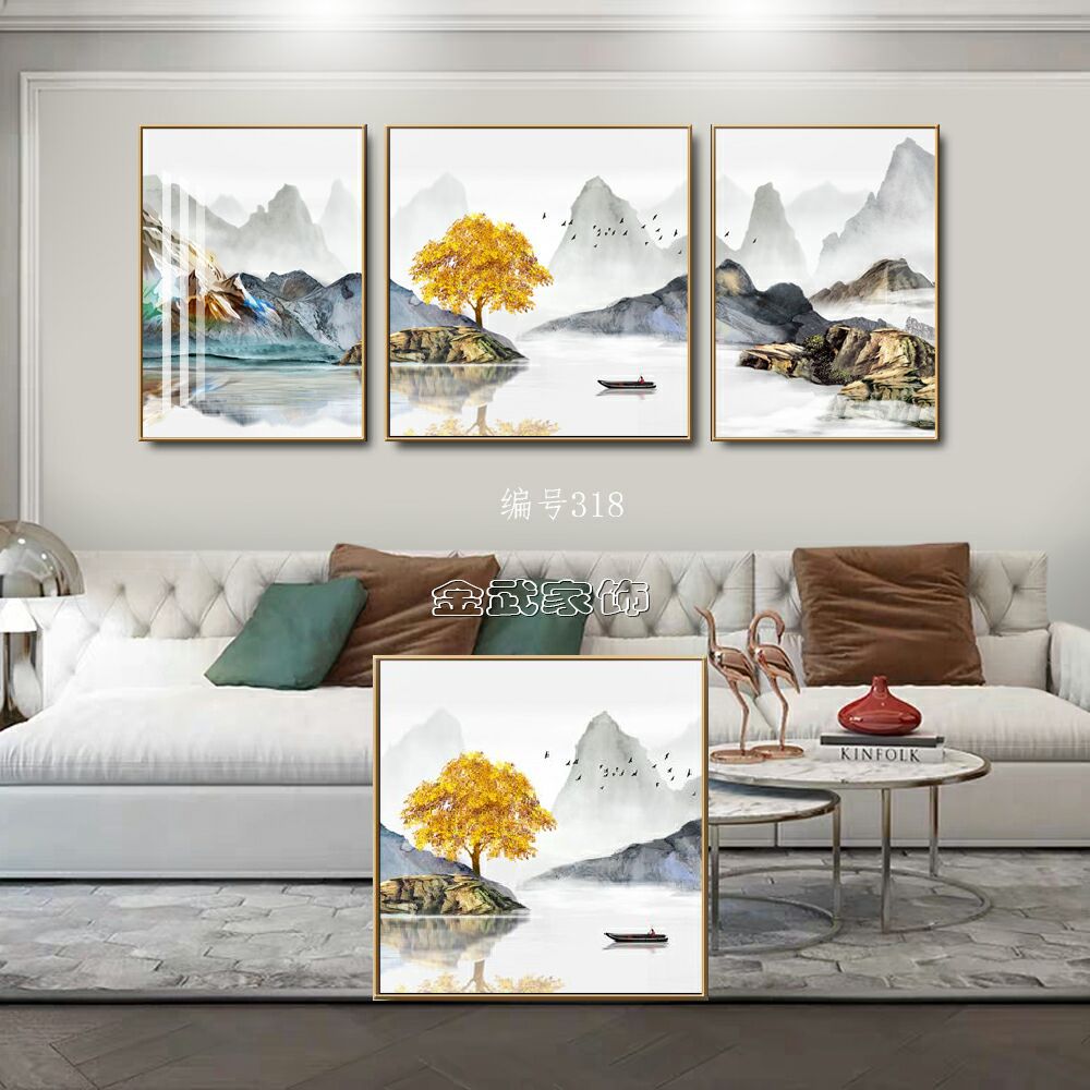 Colorful Stone Porcelain Hot Gold Arts And Crafts Living Room Office Hotel Sofa Background Modern Decorative Mural full figure