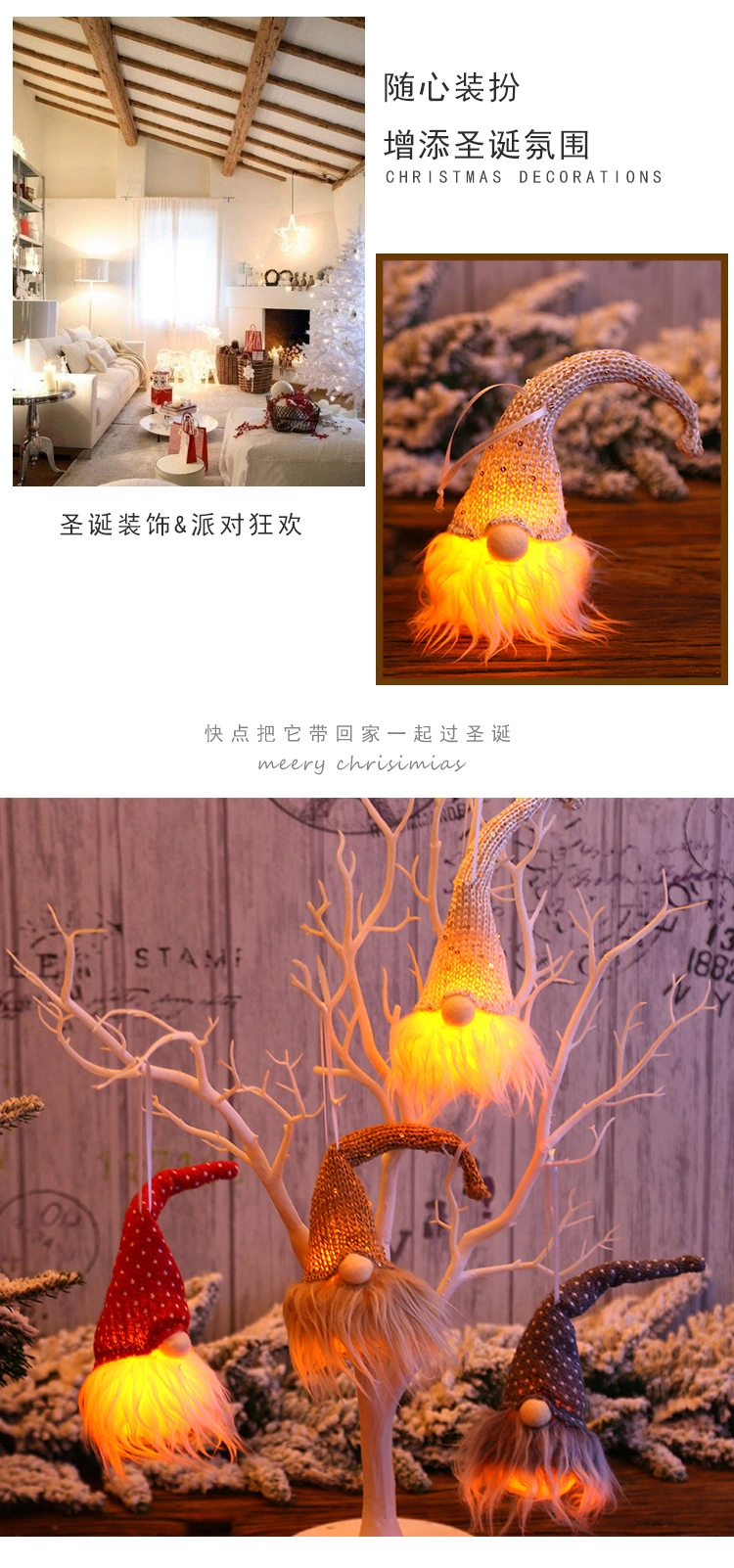 Christmas With Lights Forest People Christmas Decoration Pendant Small Lights Glow Festive Home Decoration Hanging Ornaments undefined