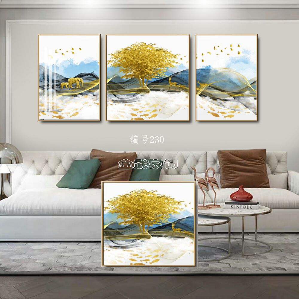 Colorful Stone Porcelain Hot Gold Arts And Crafts Living Room Office Hotel Sofa Background Modern Decorative Mural Application Scenario
